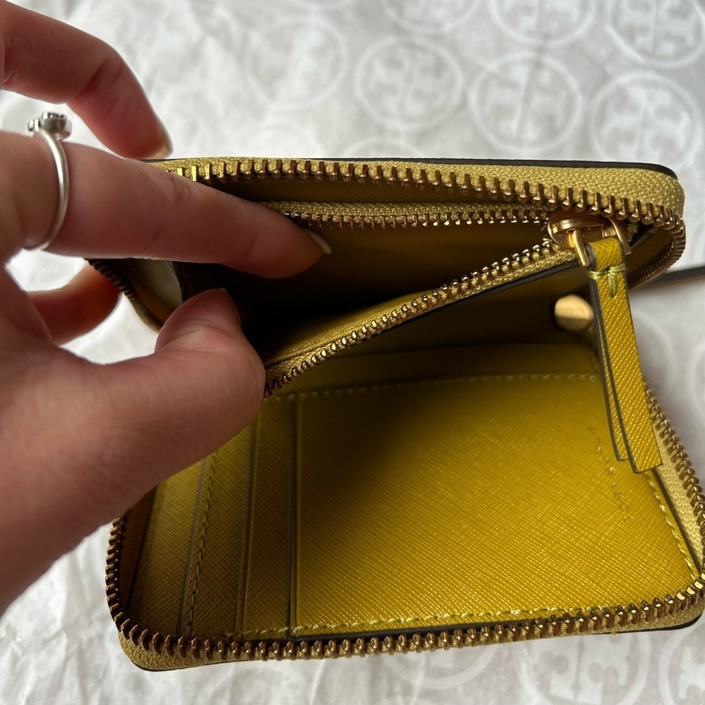 Tory Burch Emerson Medium Wallet Island Palm Gold Green - Picture 7 of 9